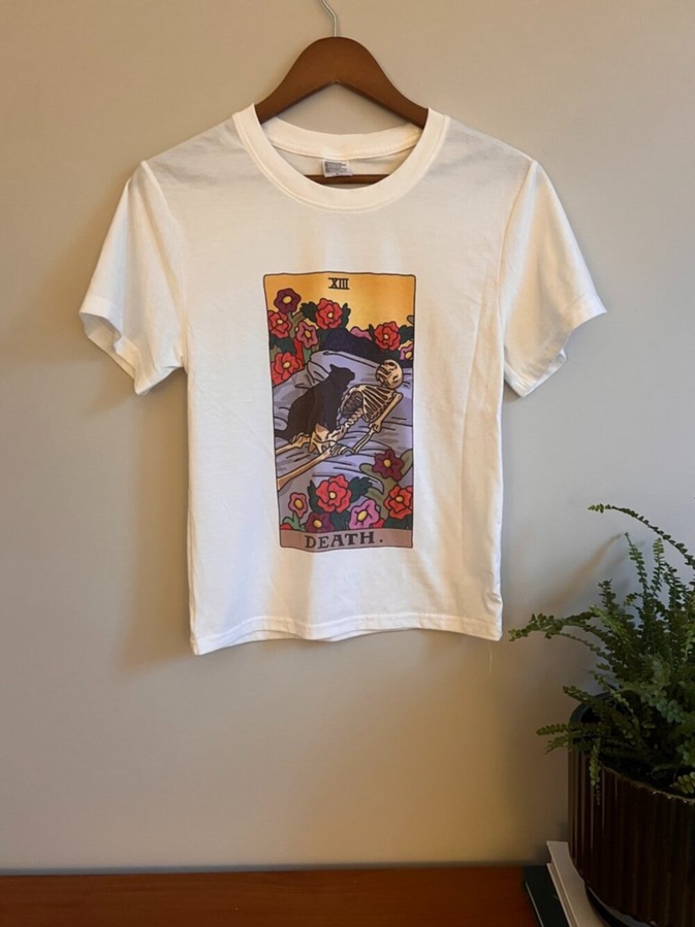 Tarot Death Card Graphic Tee | White Cotton T-Shirt | Size Small